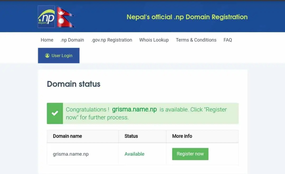 Check .np domain availability