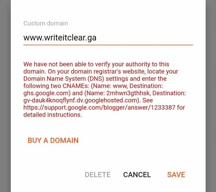 Adding cname records- Deleted Blogger CNAME Records