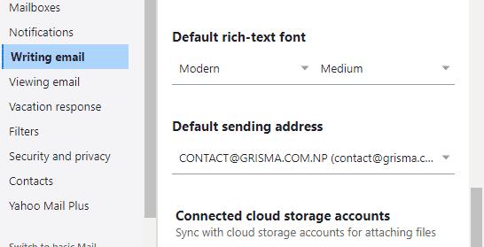 Setting default send only email address