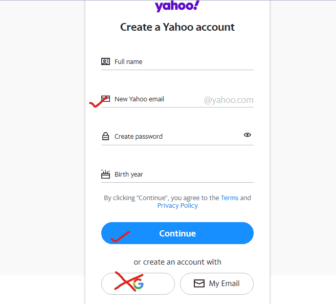 Signing up to yahoo for creating custom domain for free